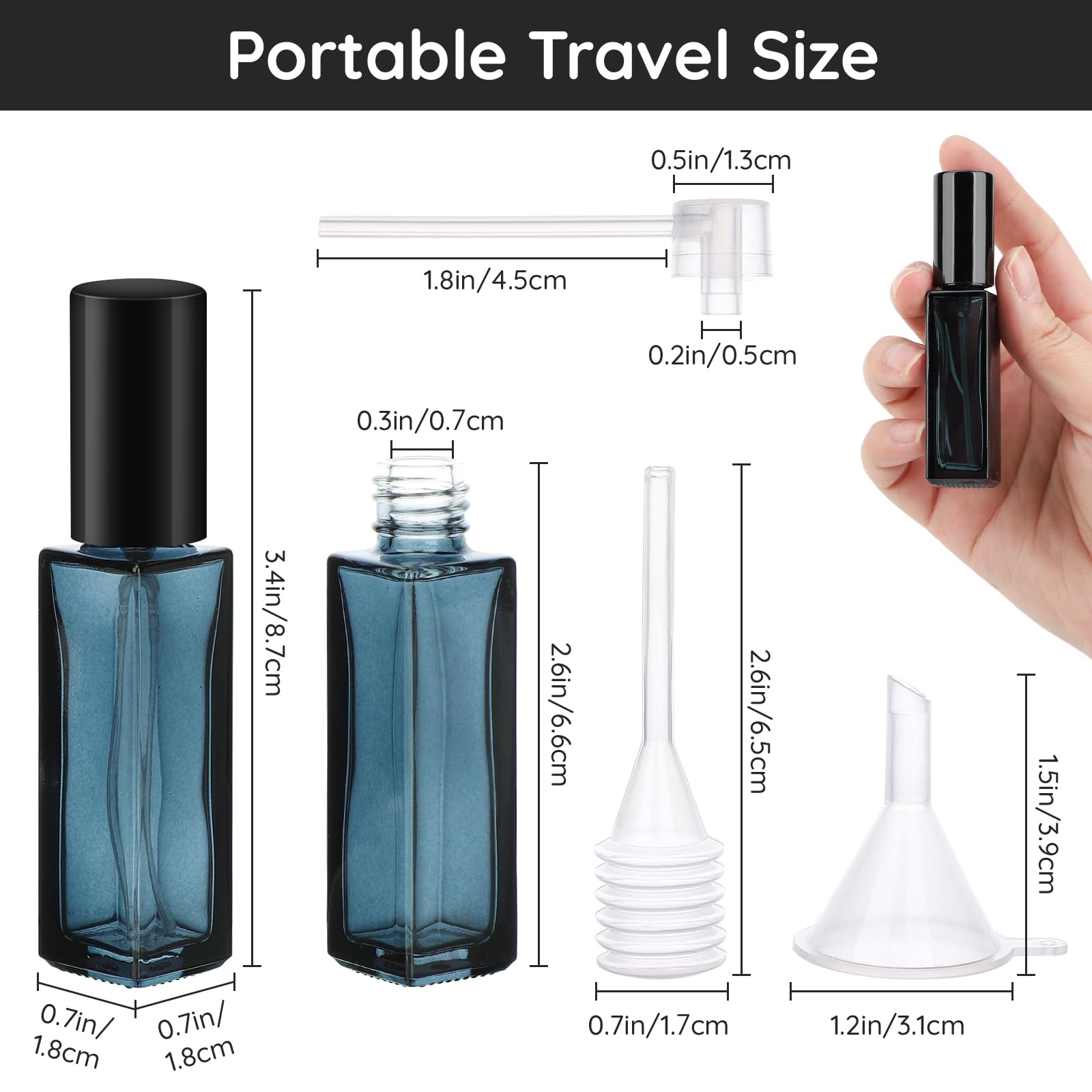 Segbeauty Glass Perfume Bottles, 5 Pack 10Ml Refillable Mini Perfume Bottle Travel, Portable Leak-Proof Square Spray Pump Bottle